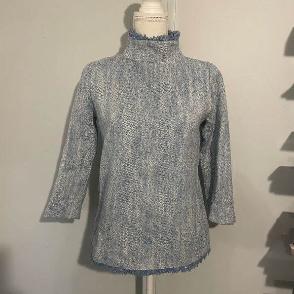 ANN MASHBURN Light Blue Turtleneck Sweater - Picture 1 of 6